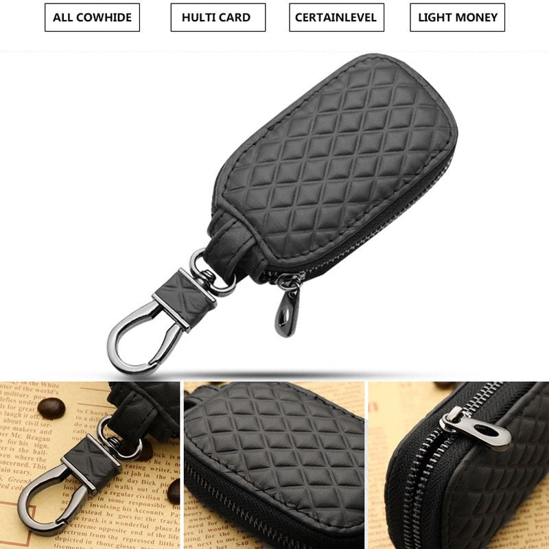 Genuine Leather Diamond Key Case for Specific Cars