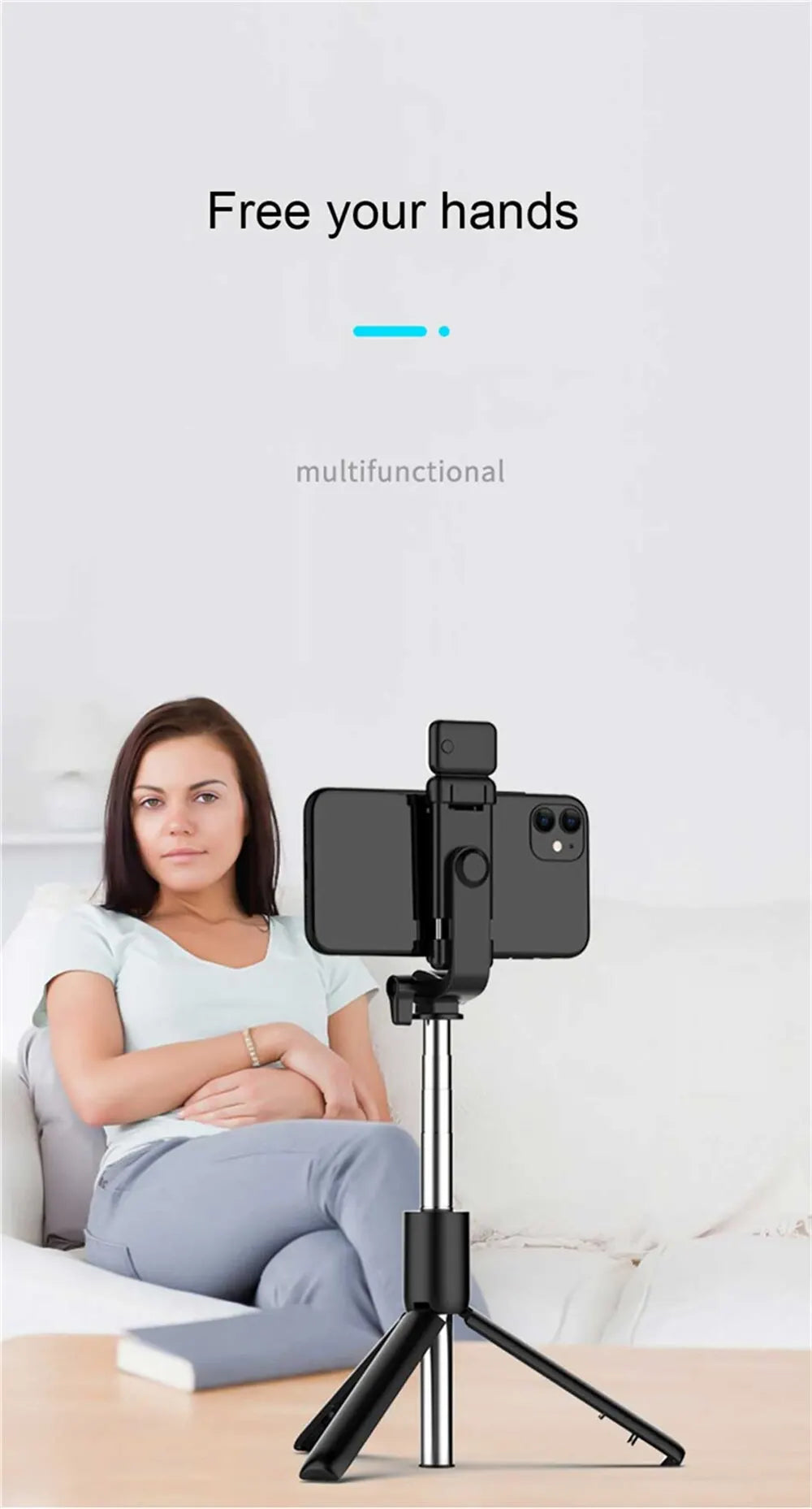 Bluetooth Selfie Stick Tripod with LED Fill Light