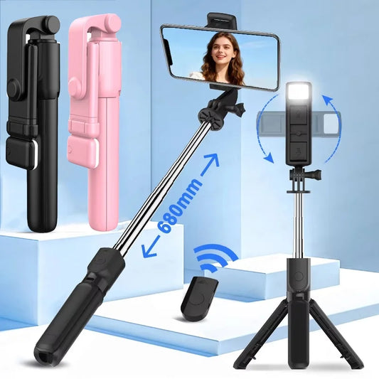 Bluetooth Selfie Stick Tripod with LED Fill Light