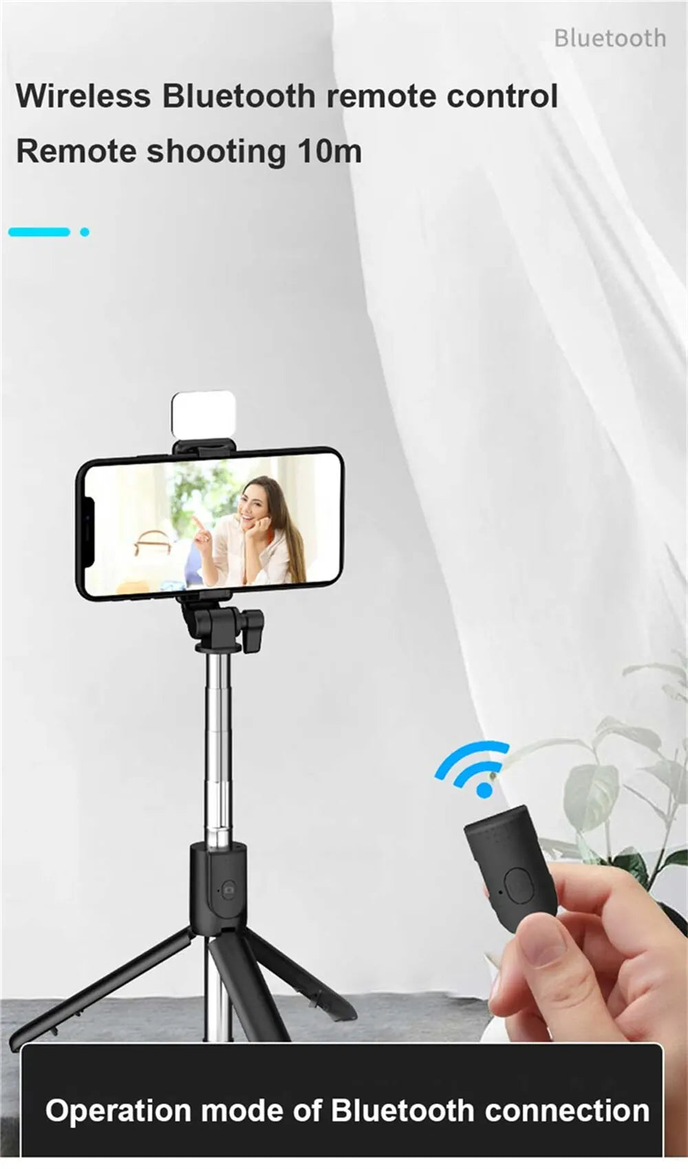 Bluetooth Selfie Stick Tripod with LED Fill Light